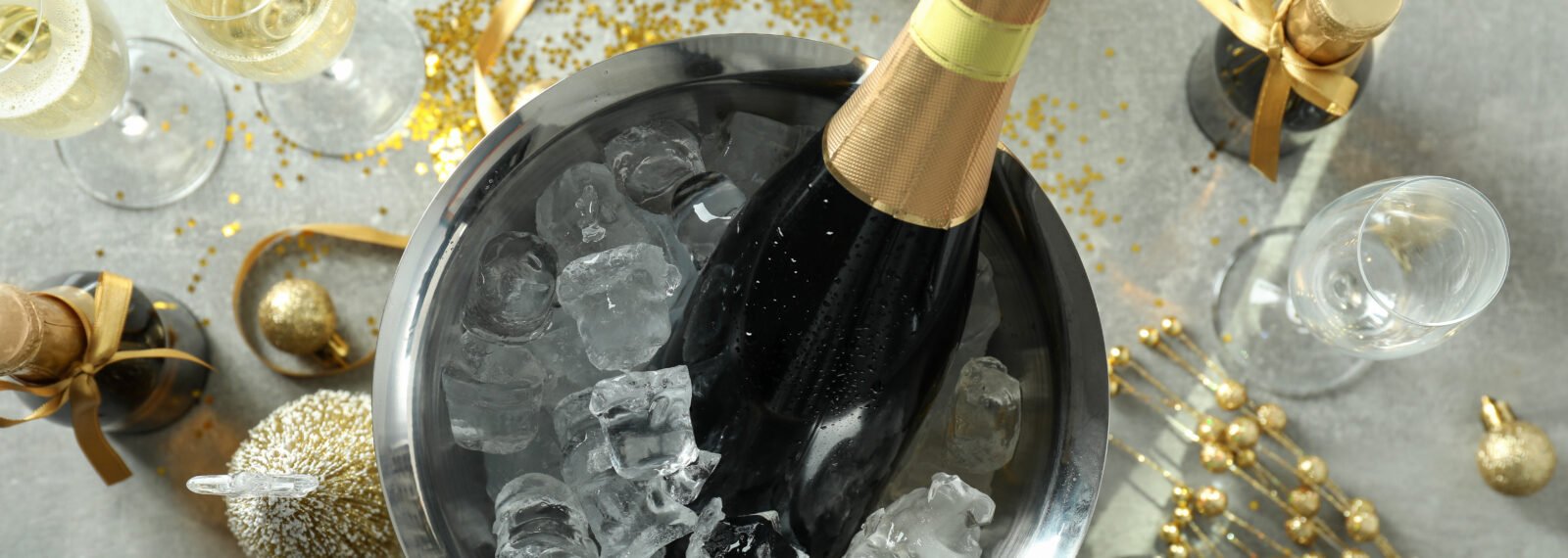 Concept of New Year celebration with champagne